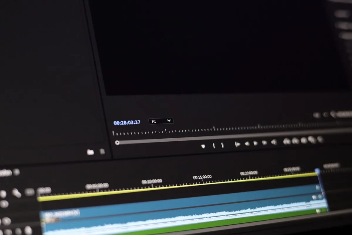 Timeline de montage vidéo sur un écran d’étalonnage