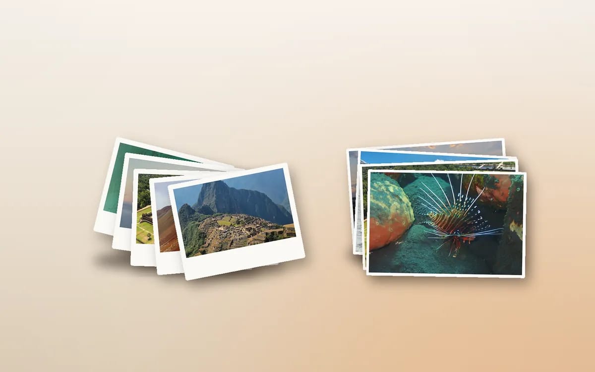 Stampe instax e foto 10 × 15 su sfondo beige