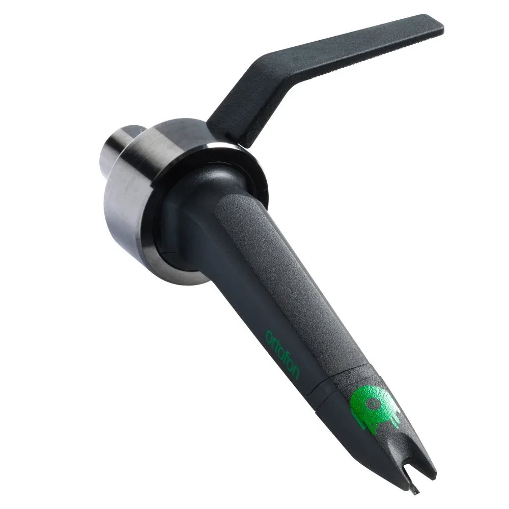 Green Ortofon Concorde MKII Mix cartridge, integrated cartridge holder and visible stylus